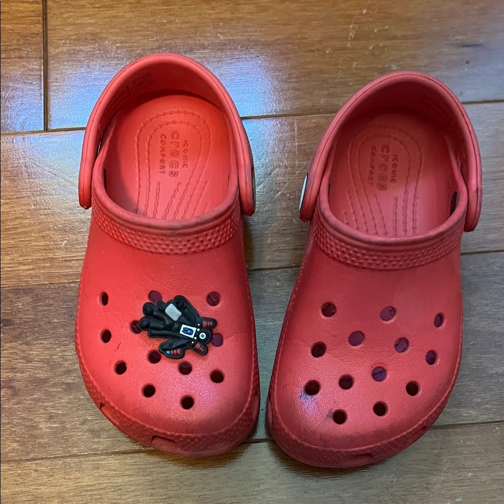CROCS Kids Red Slippers with Charm